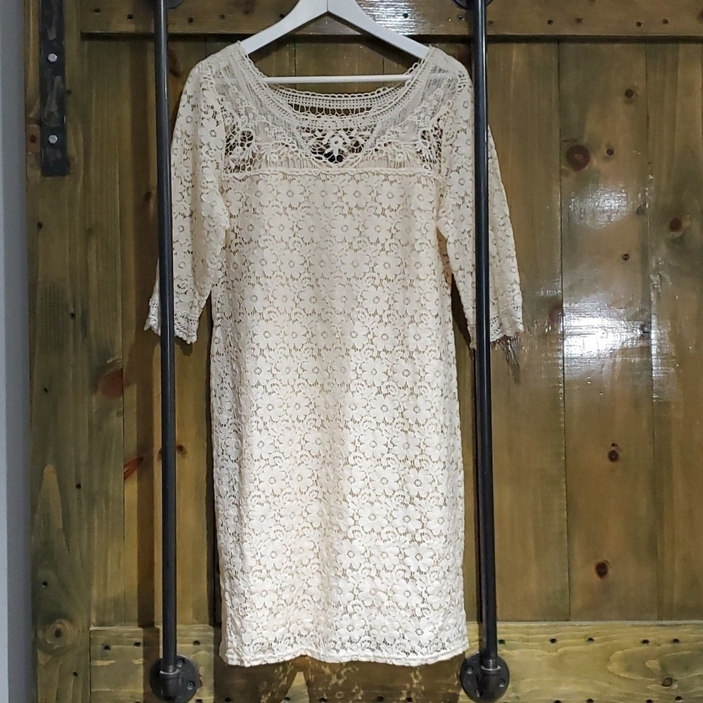 SPENSE LACE CREAM DRESS SIZE 8 Dainty Romantic Wedding Guest Farmhouse Cittage